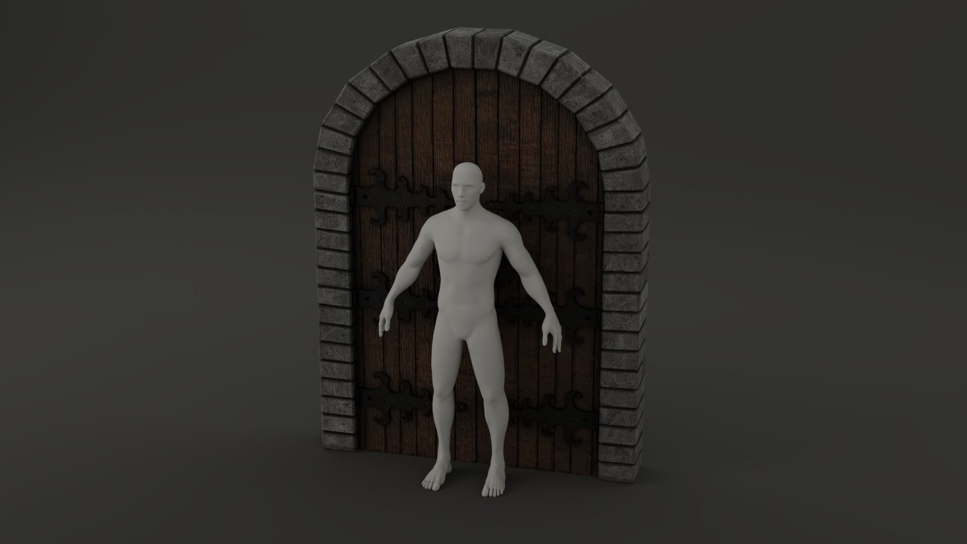 Medieval Door Double Venetian Style 3D Model Low-poly 3D model_14