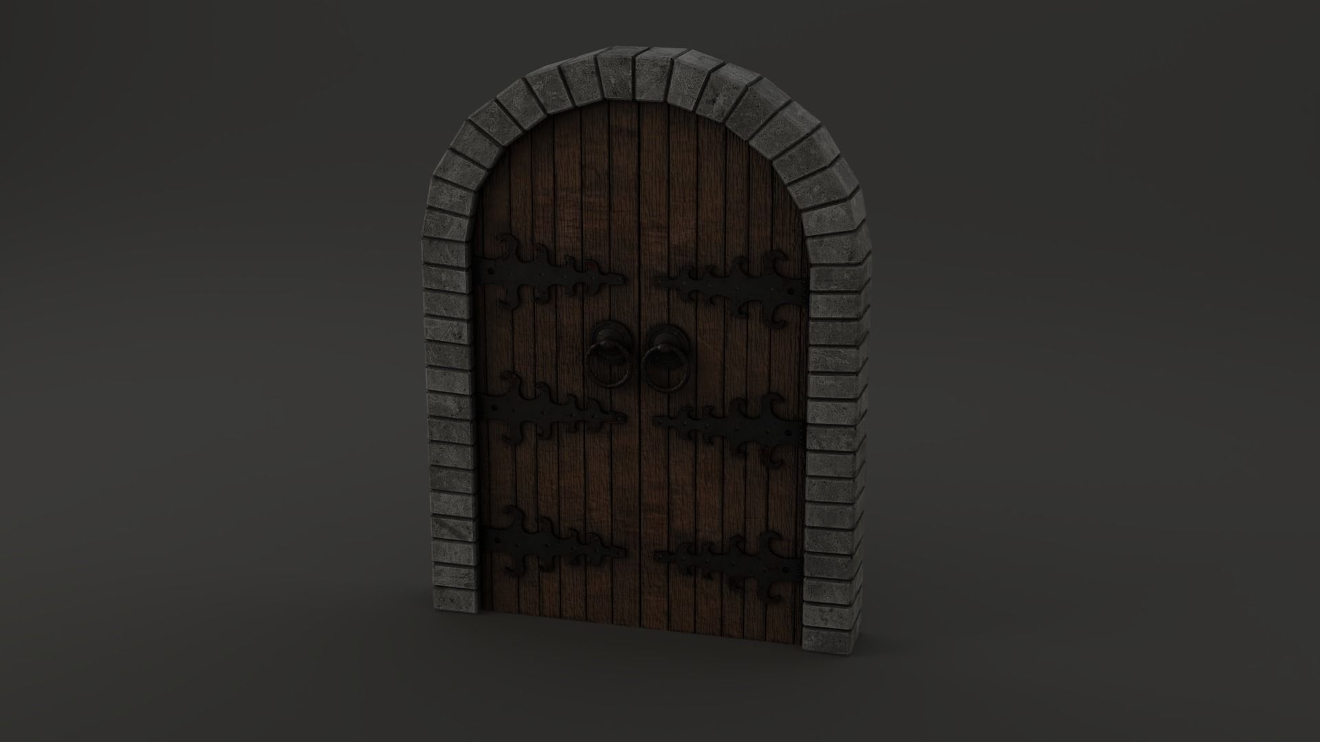 Medieval Door Double Venetian Style 3D Model Low-poly 3D model_8