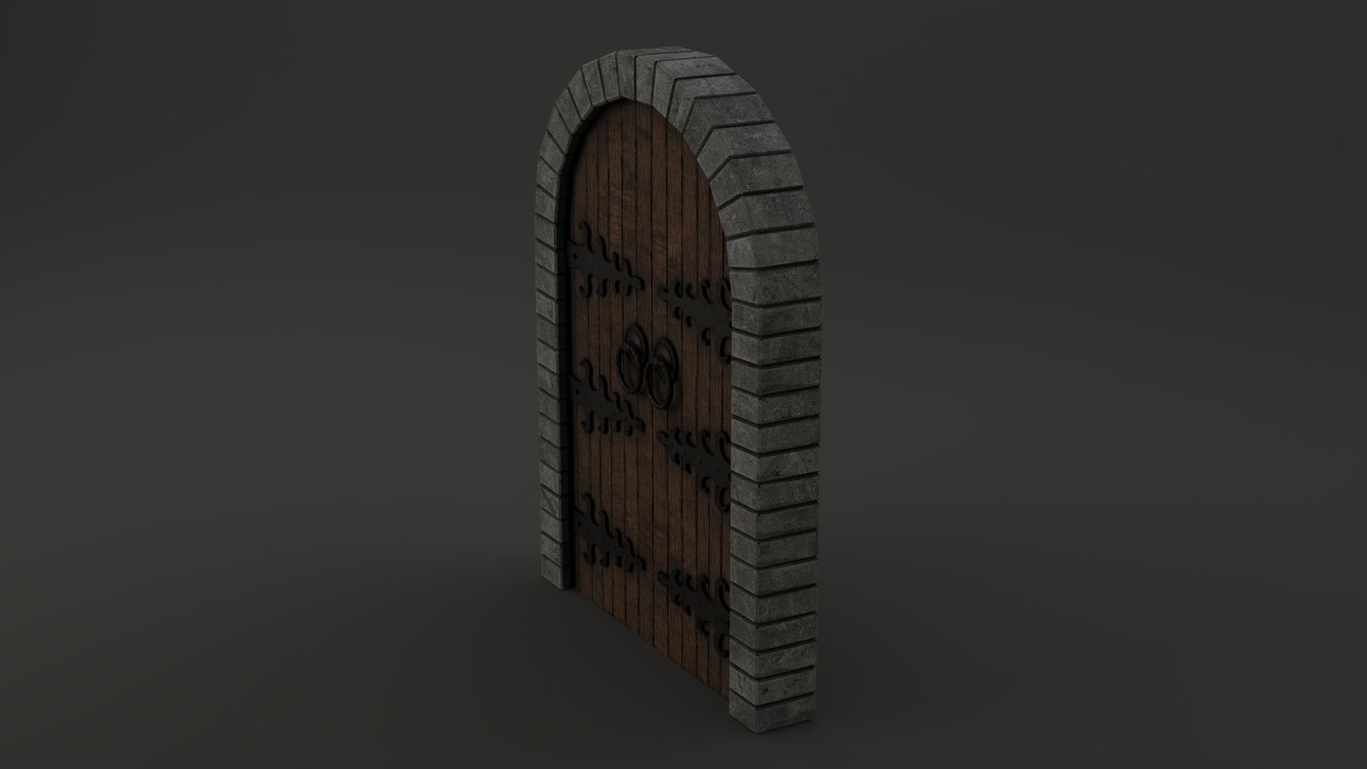 Medieval Door Double Venetian Style 3D Model Low-poly 3D model_7