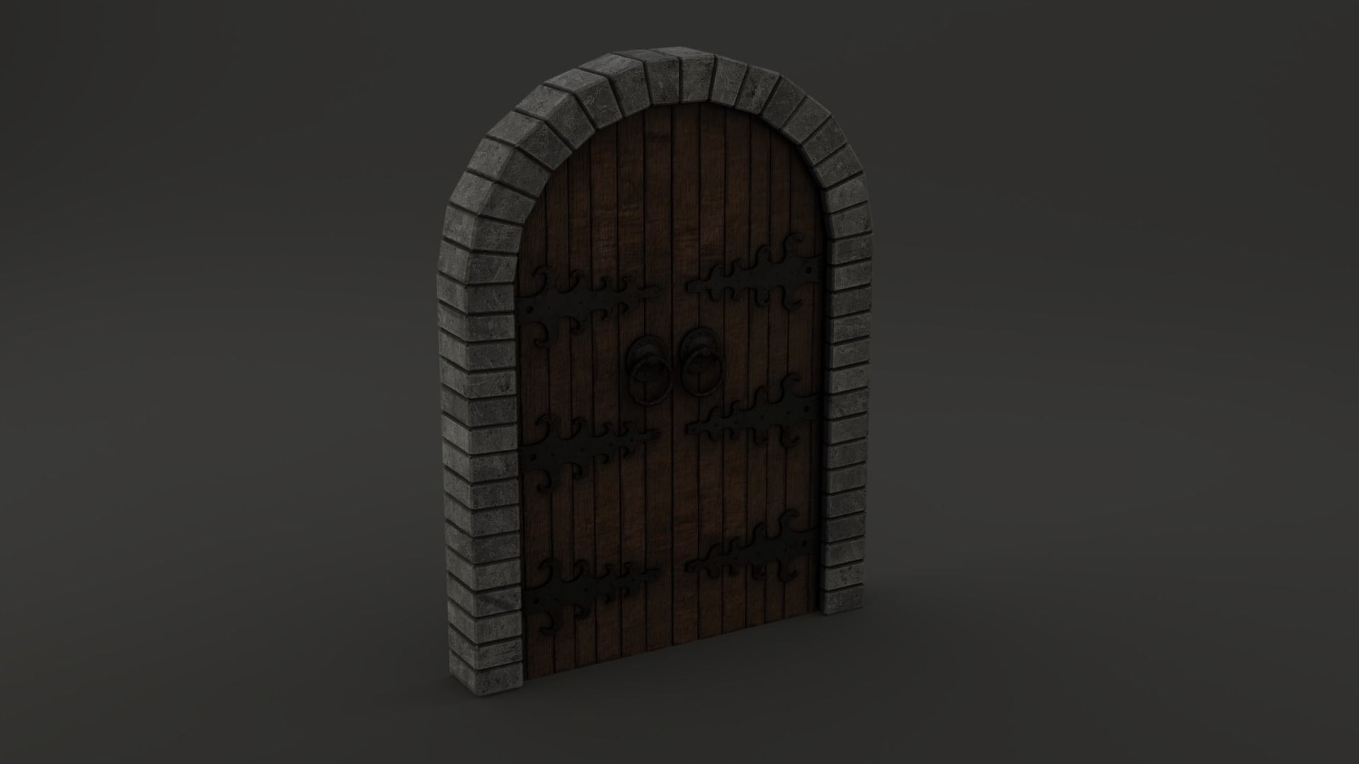 Medieval Door Double Venetian Style 3D Model Low-poly 3D model_9