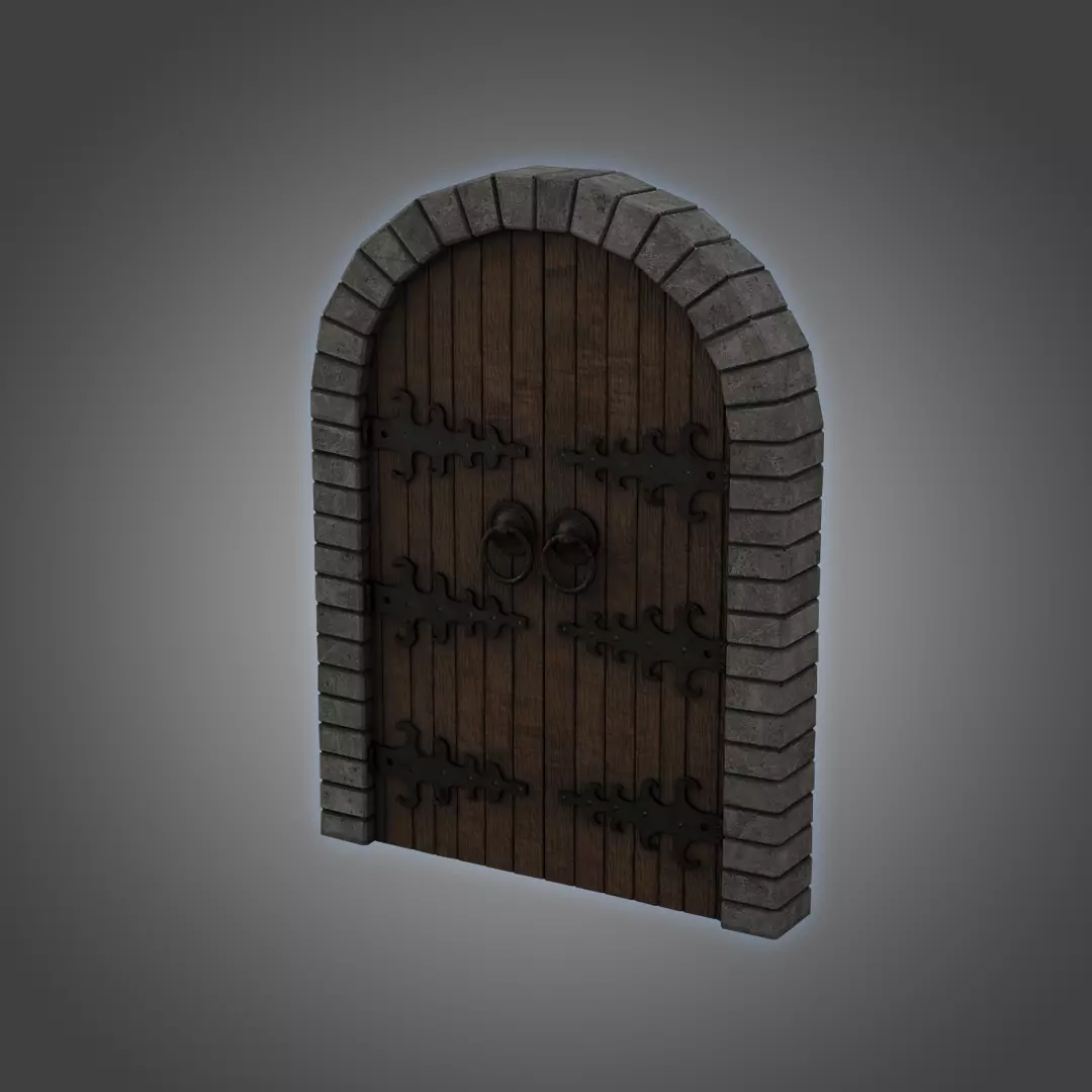 Medieval Door Double Venetian Style 3D Model Low-poly 3D model_0