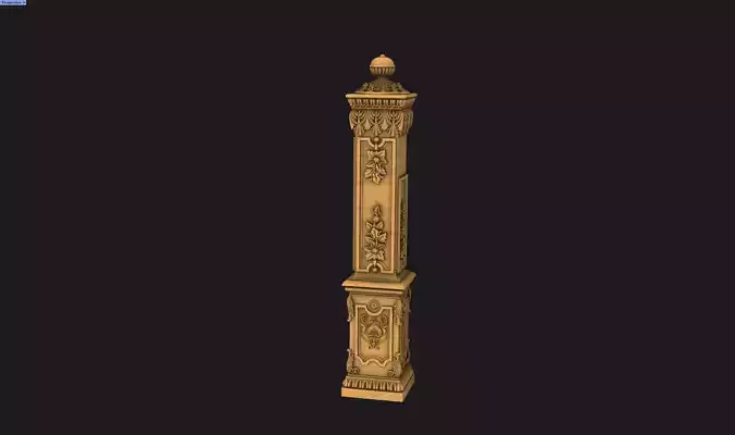stair-3d-model ornate column