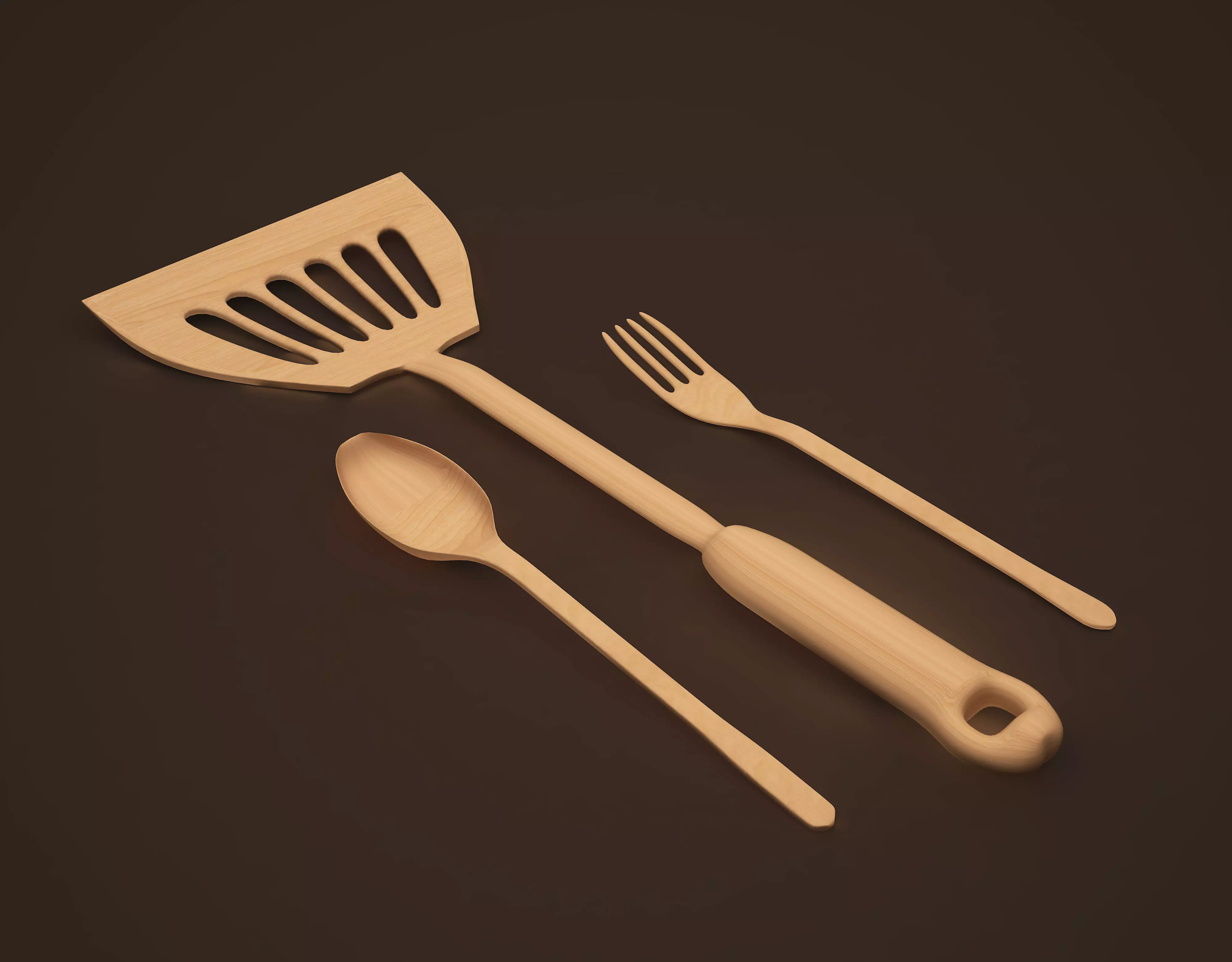 SPATULA wooden rake 3D print model