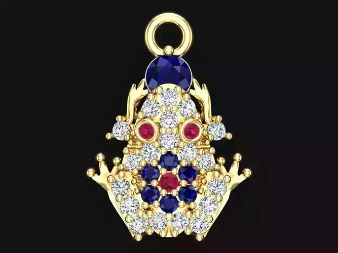 Toad pendant - Diamond pendant - Womens pendant - N357