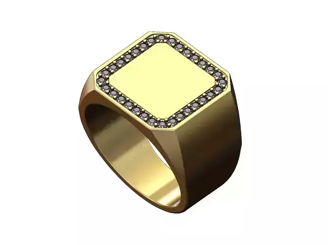 Square diamond signet ring US sizes 7 8 9 
