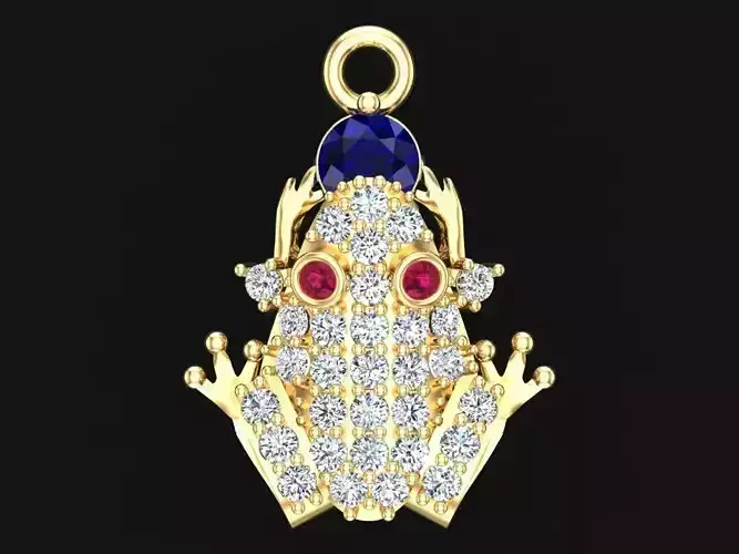 Toad pendant - Diamond pendant - Womens pendant - N409