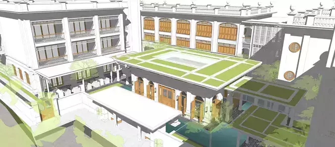 COLONIAL STYLE HOTEL 3D model
