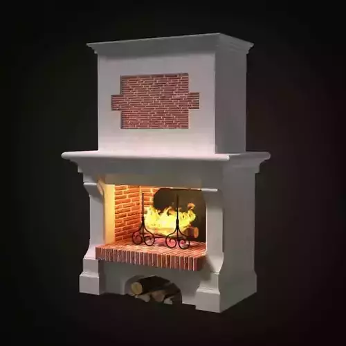 Lit White Fireplace