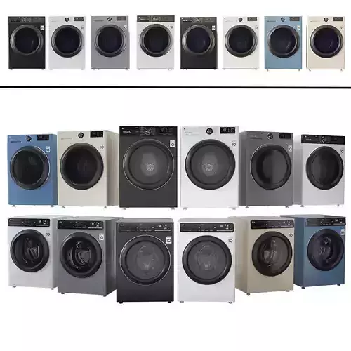 Washing machine and dryer LG  LG DC90V9V9W LG F4T9RC9P Low-poly 3D model