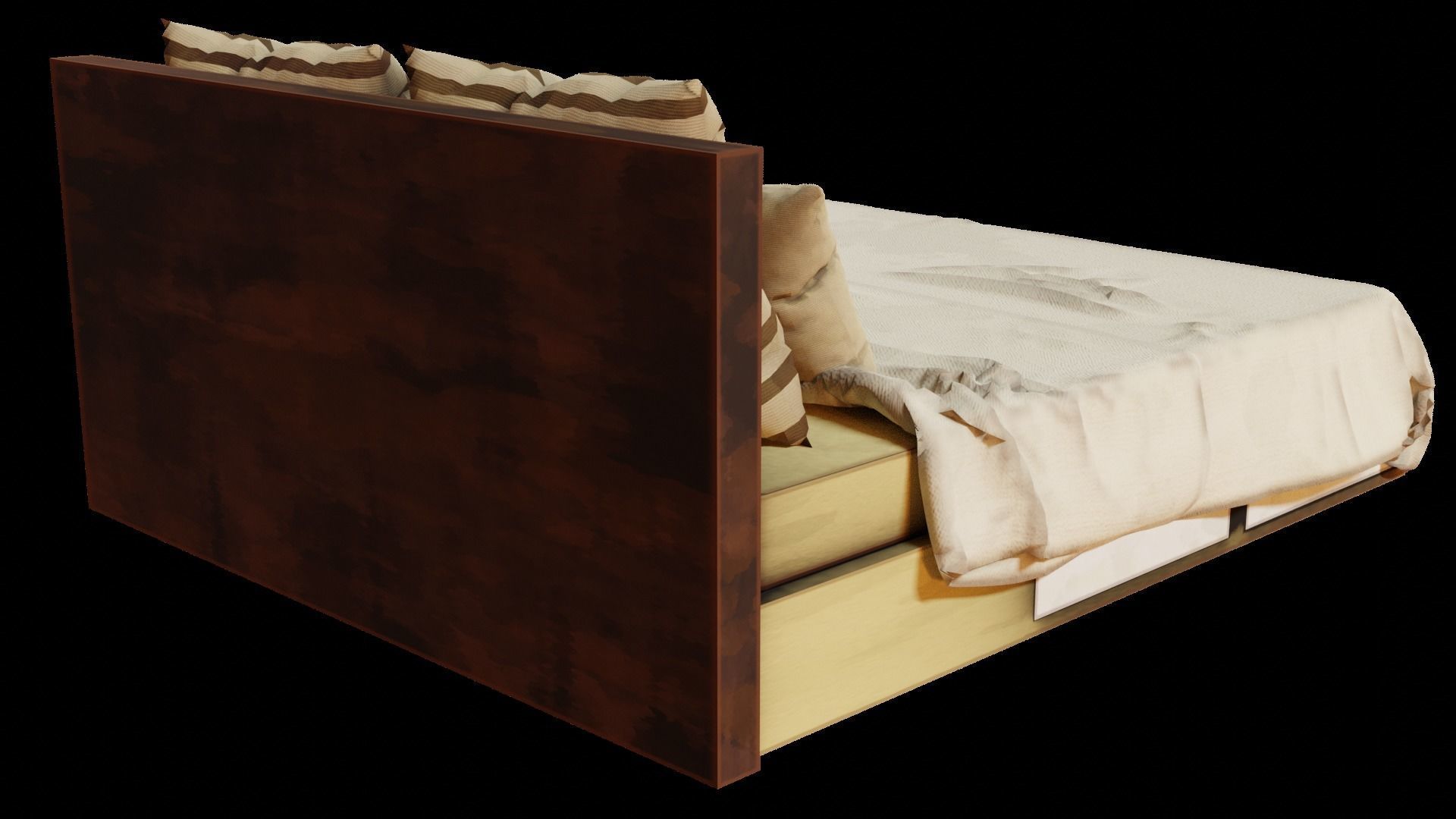 Bed and bedding sets 3D model_3