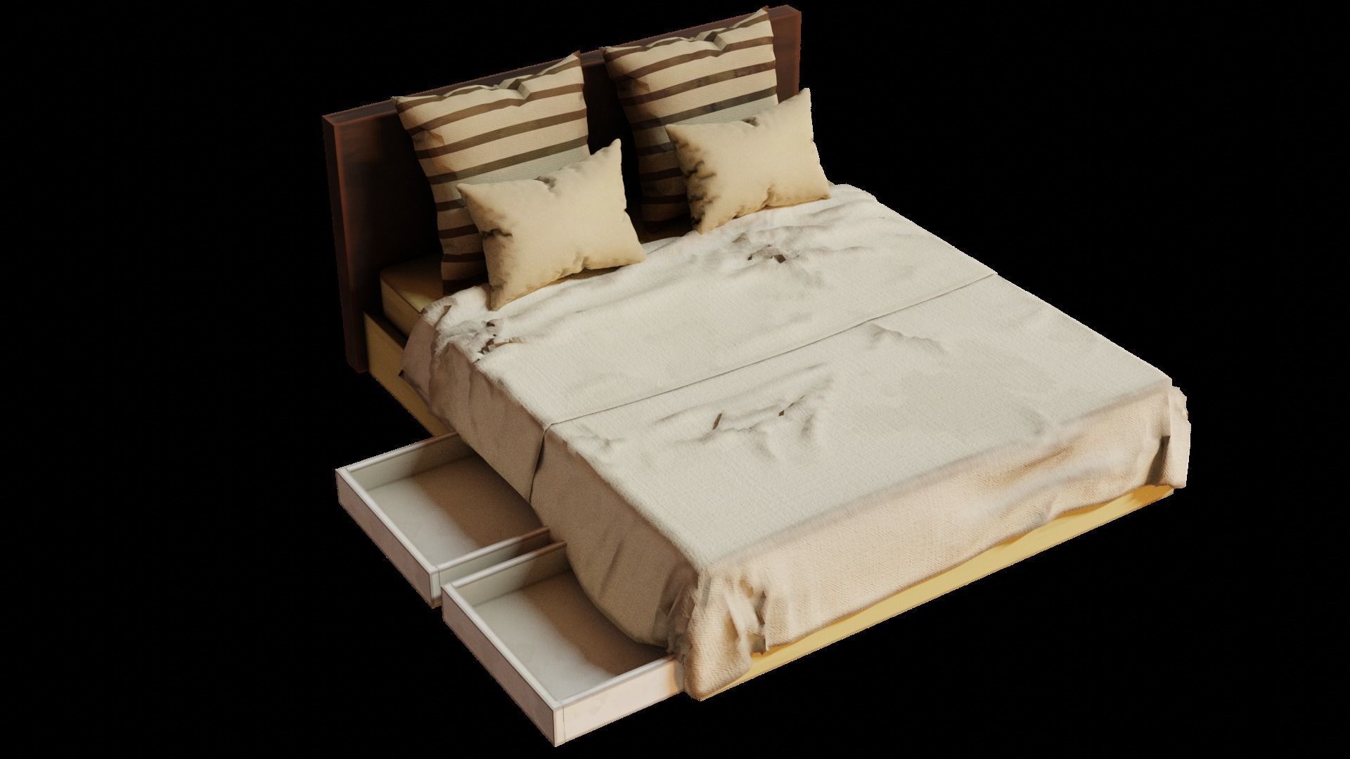 Bed and bedding sets 3D model_9