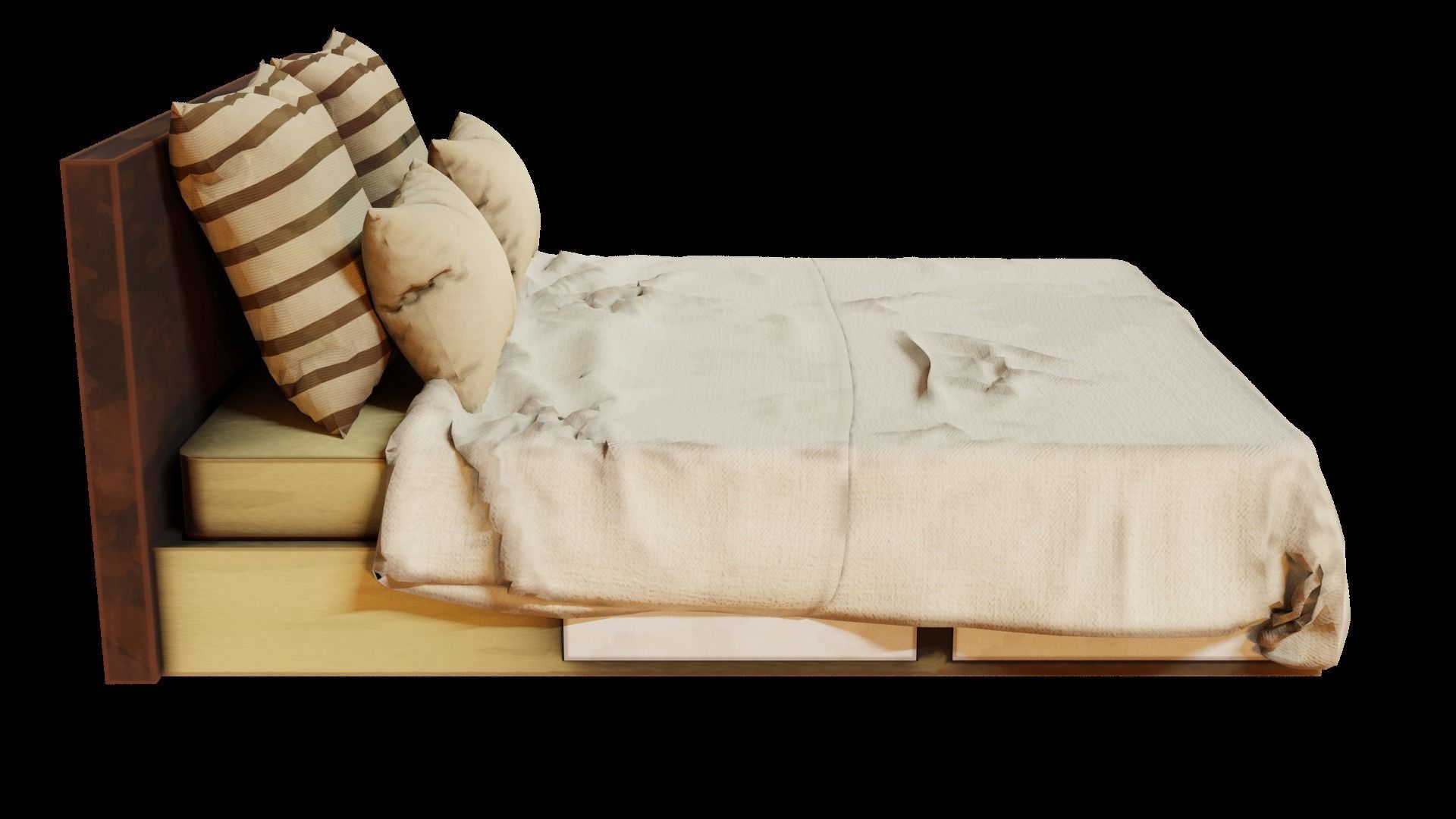 Bed and bedding sets 3D model_2