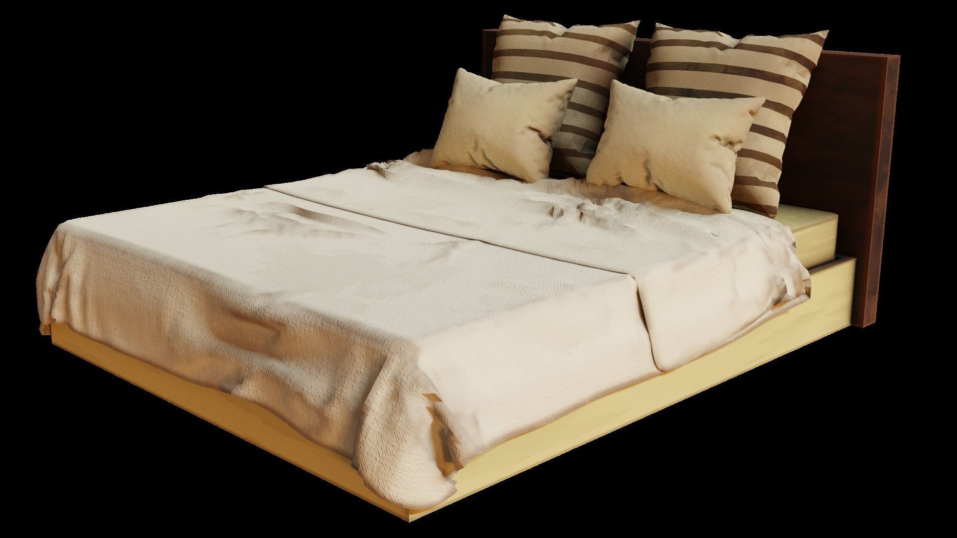 Bed and bedding sets 3D model_7