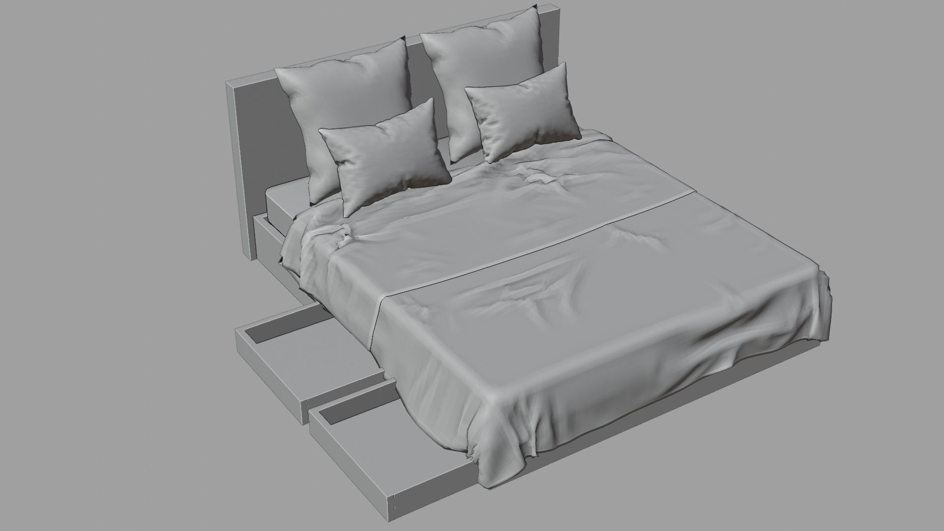 Bed and bedding sets 3D model_11