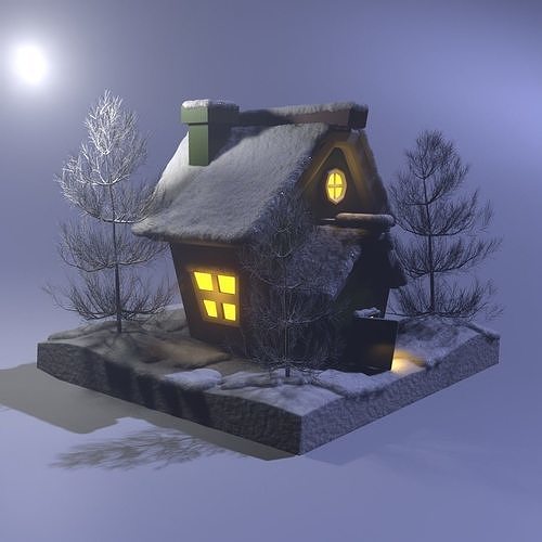 Winter House Low-poly 3D model