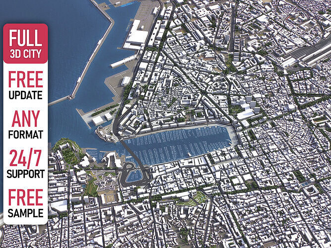 Marseille - 3D City Model Low-poly 3D model