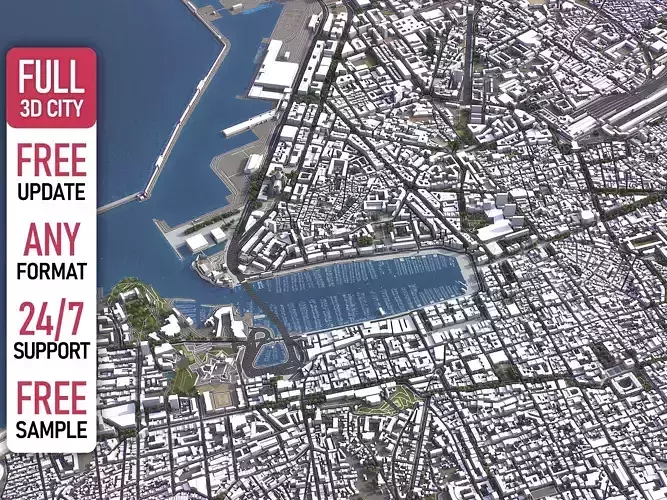Marseille - 3D City Model Low-poly 3D model