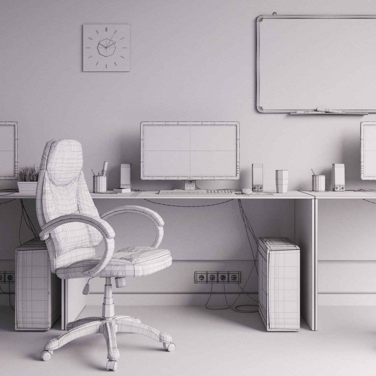 Workplace Office Set 3D model 3D model_1