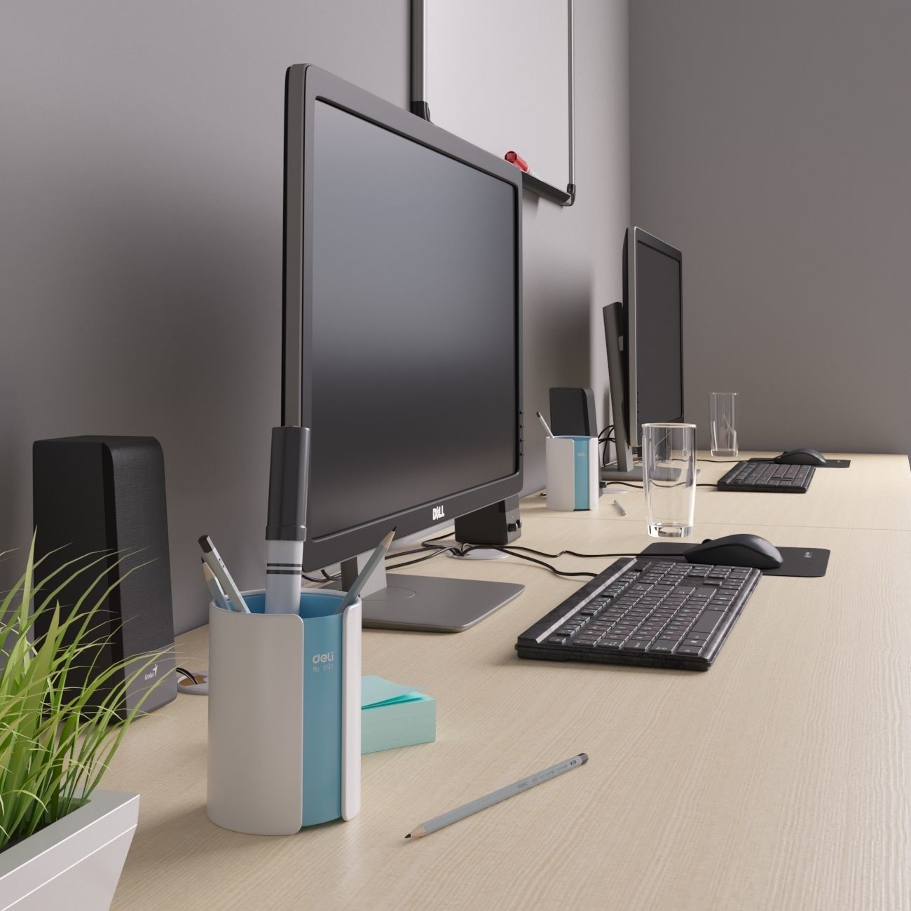 Workplace Office Set 3D model 3D model_2