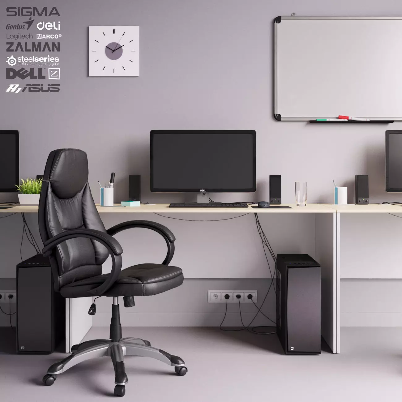 Workplace Office Set 3D model 3D model_0