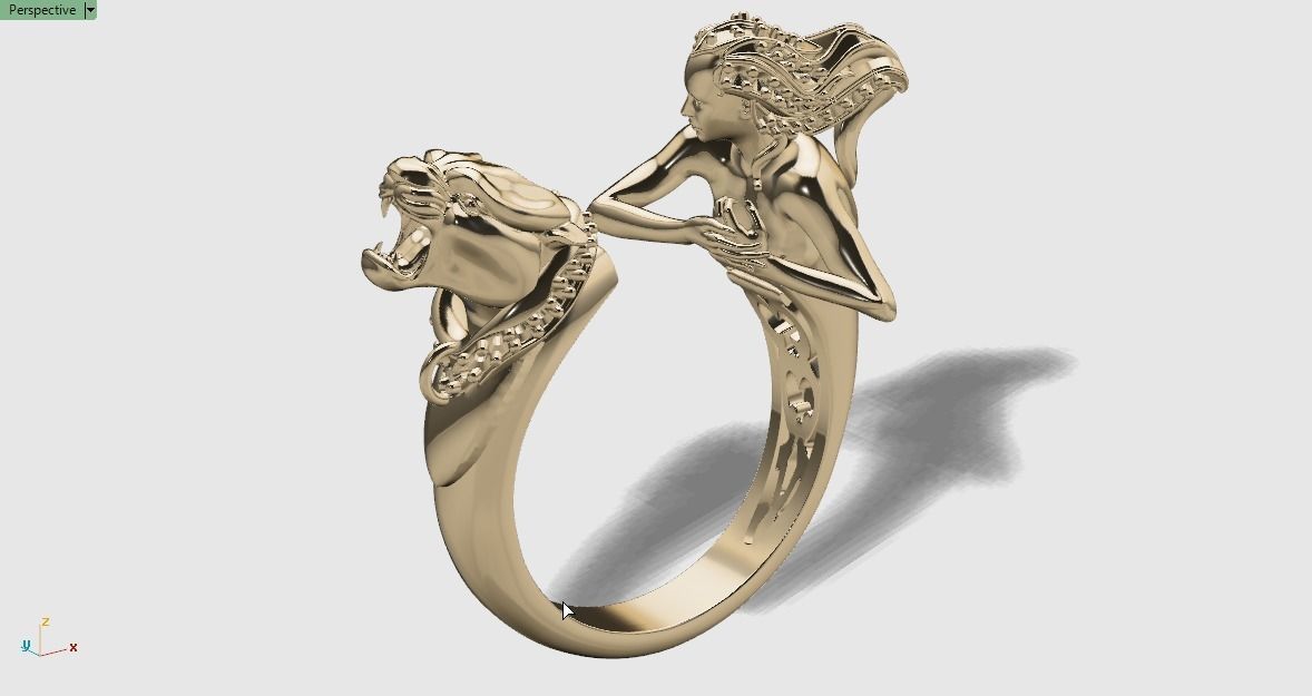 panther woman ring 3D print model_12