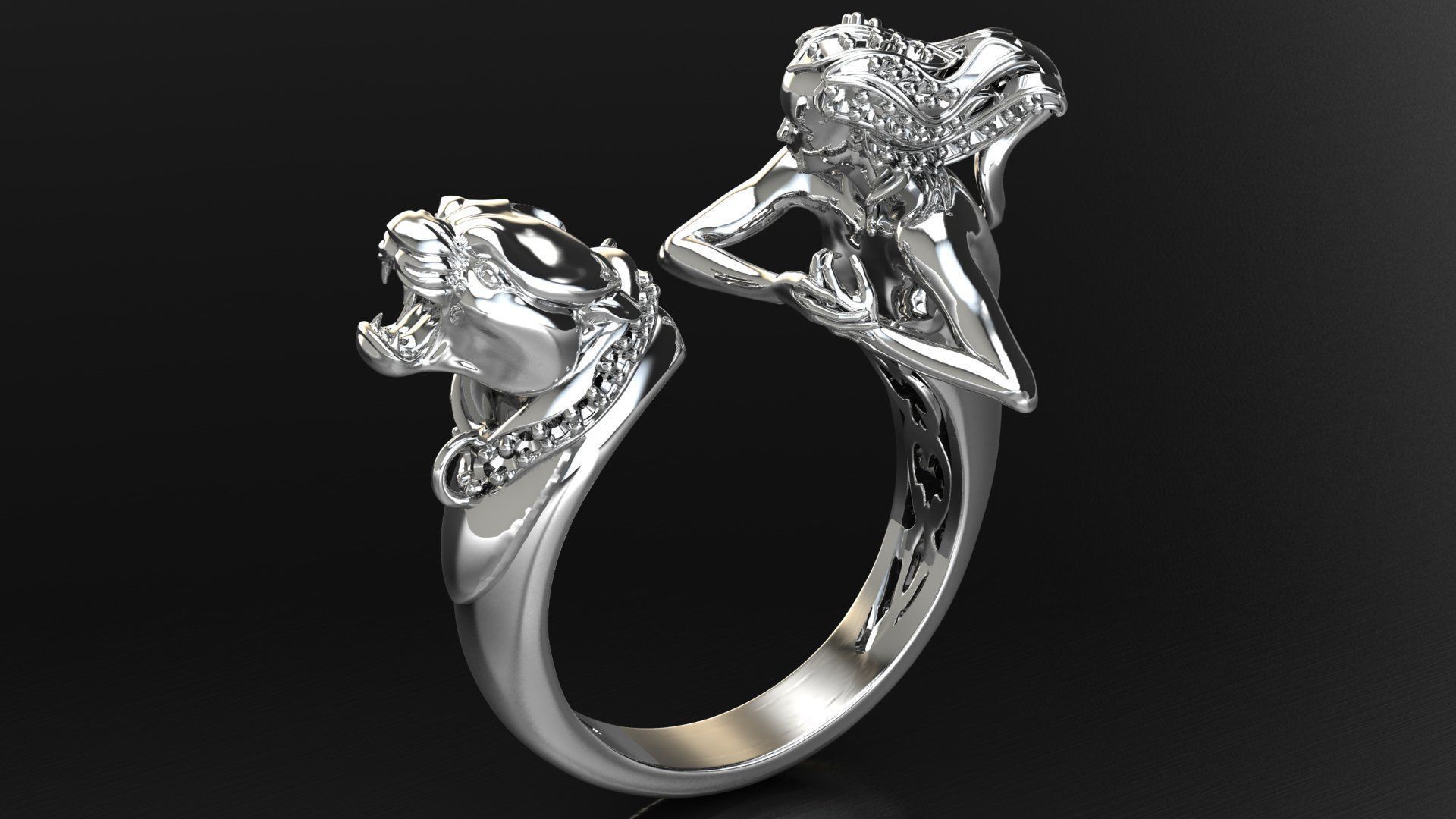 panther woman ring 3D print model_26