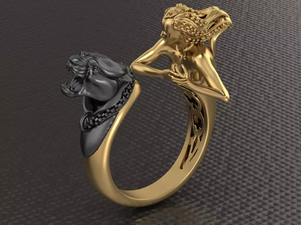 panther woman ring 3D print model_0