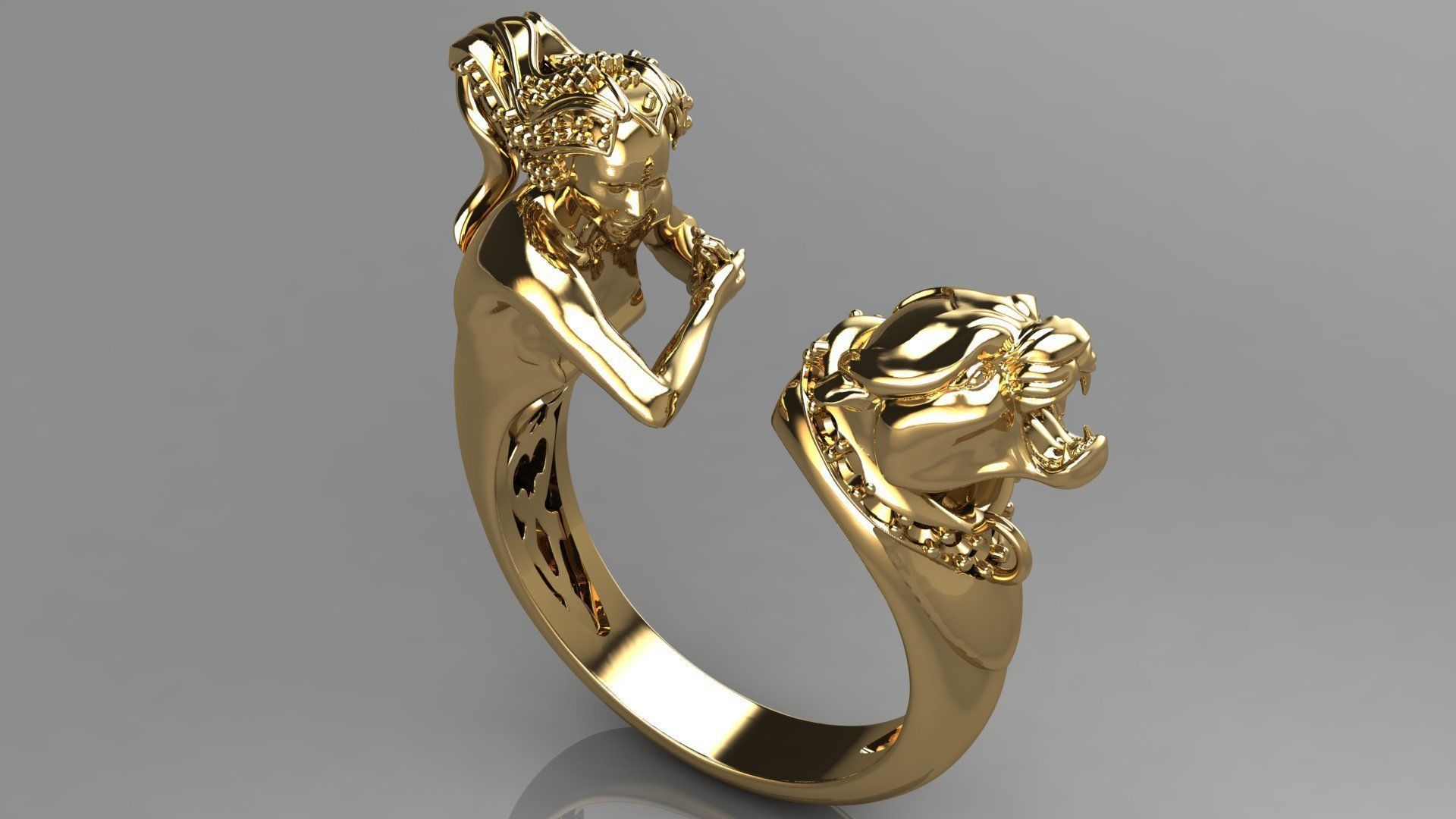 panther woman ring 3D print model_10