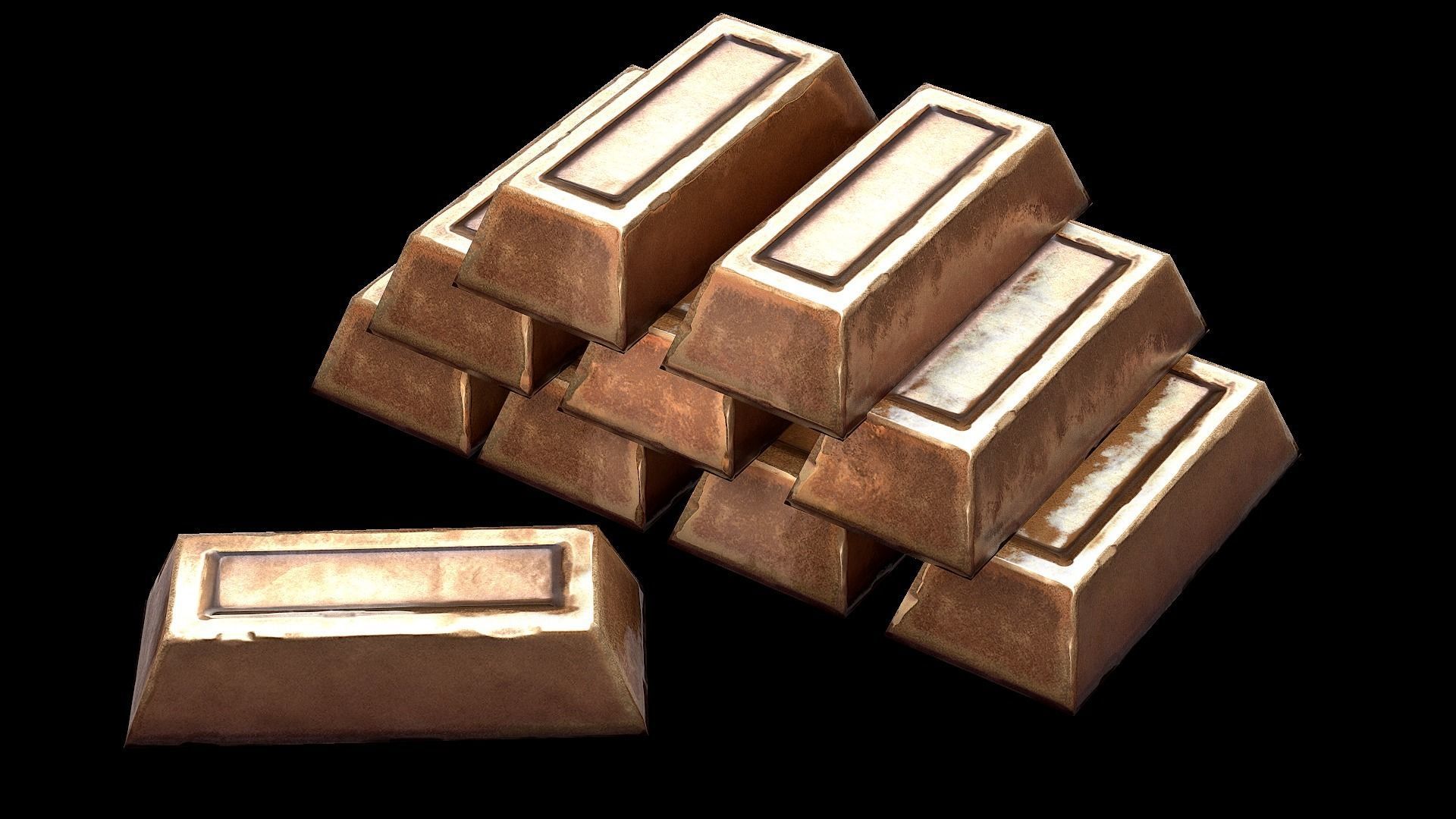 Bronze Ingot Low-poly 3D model_8