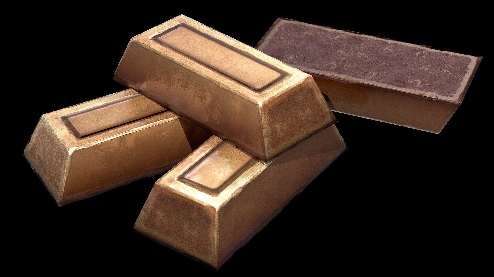 Bronze Ingot Low-poly 3D model_7