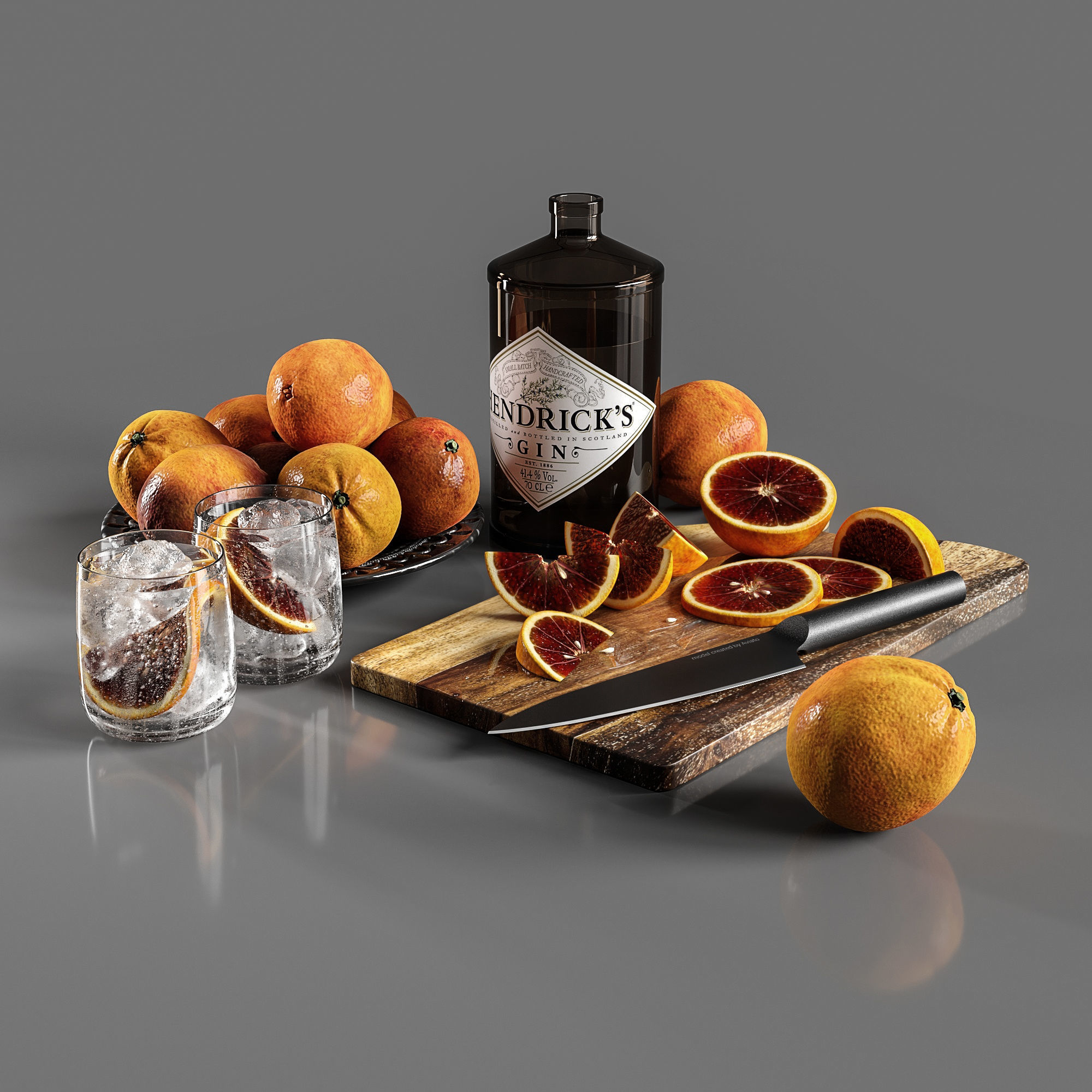 Gin with blood oranges 3D model_3