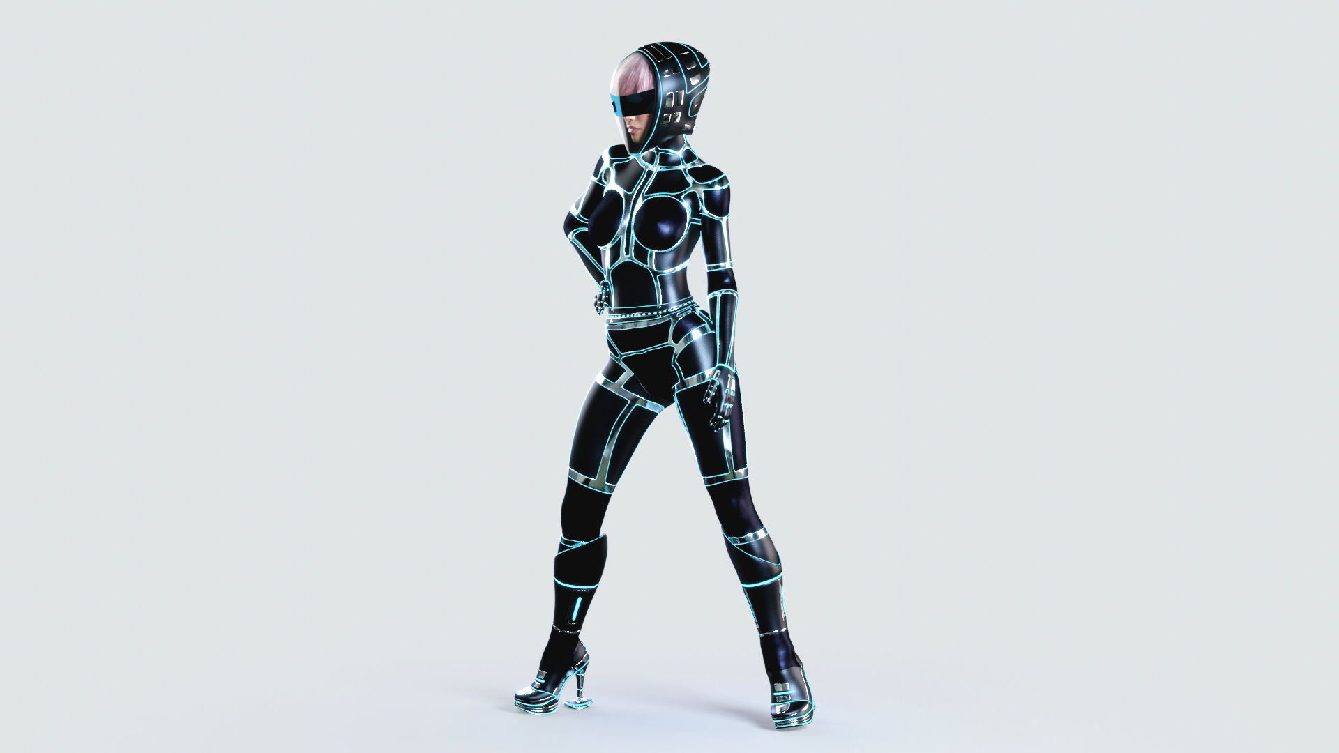 Futuristic Astronaut Woman 3D model_7