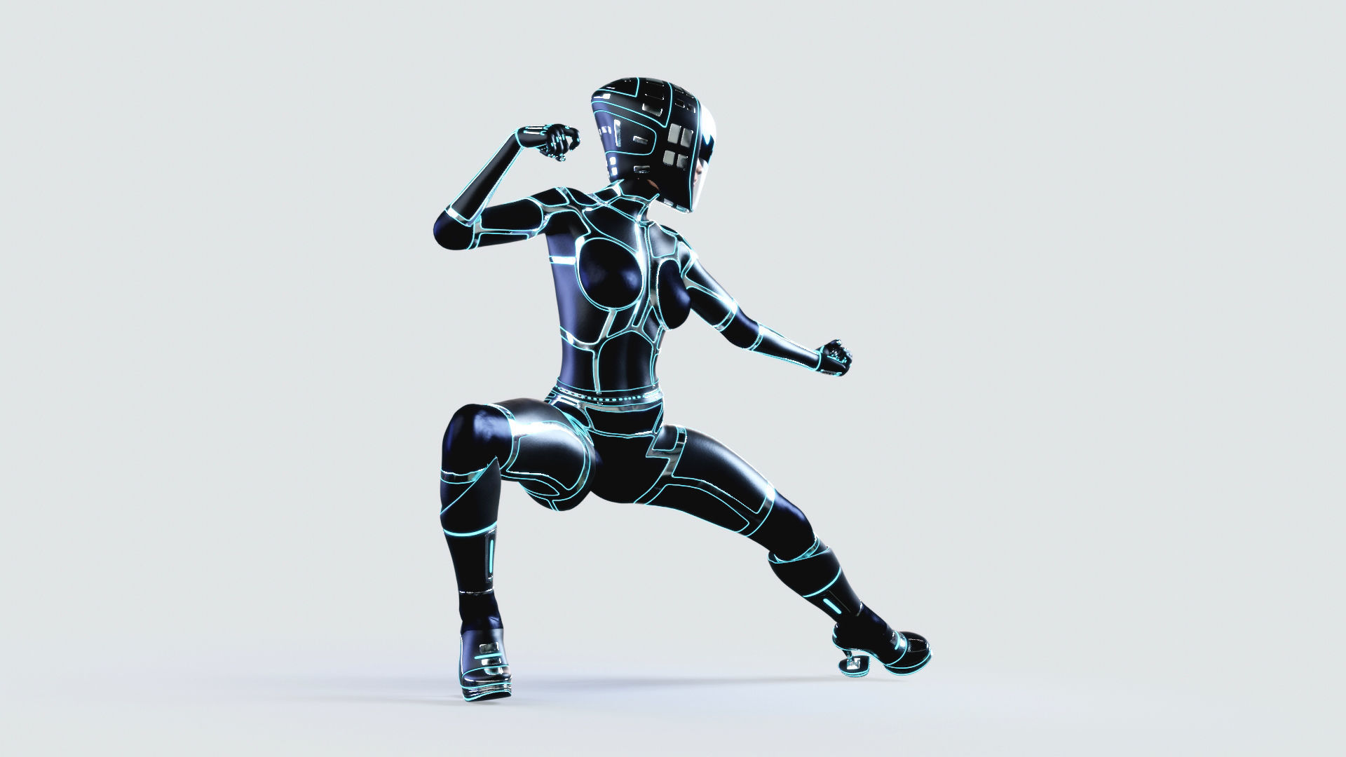 Futuristic Astronaut Woman 3D model_15