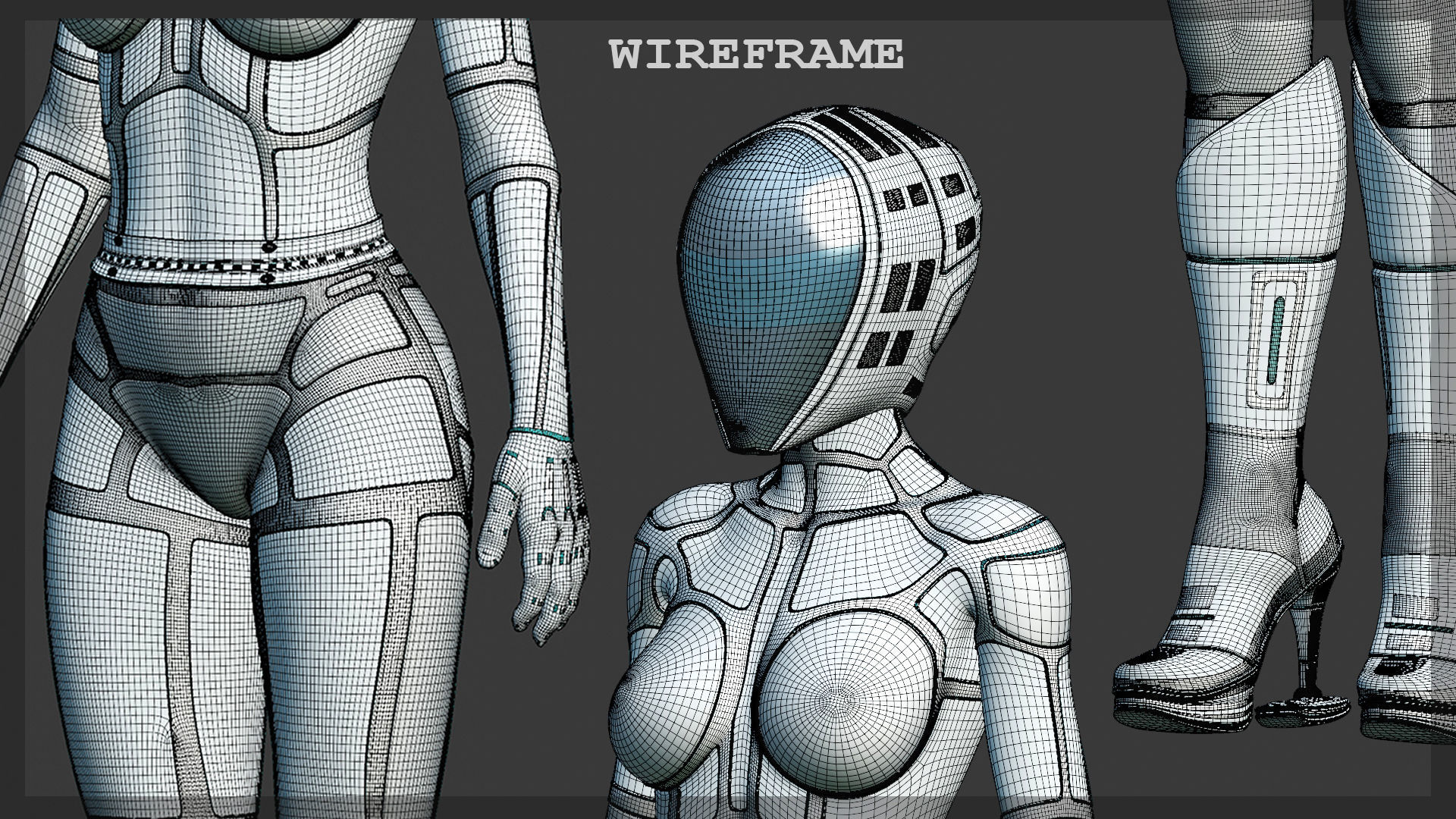 Futuristic Astronaut Woman 3D model_13