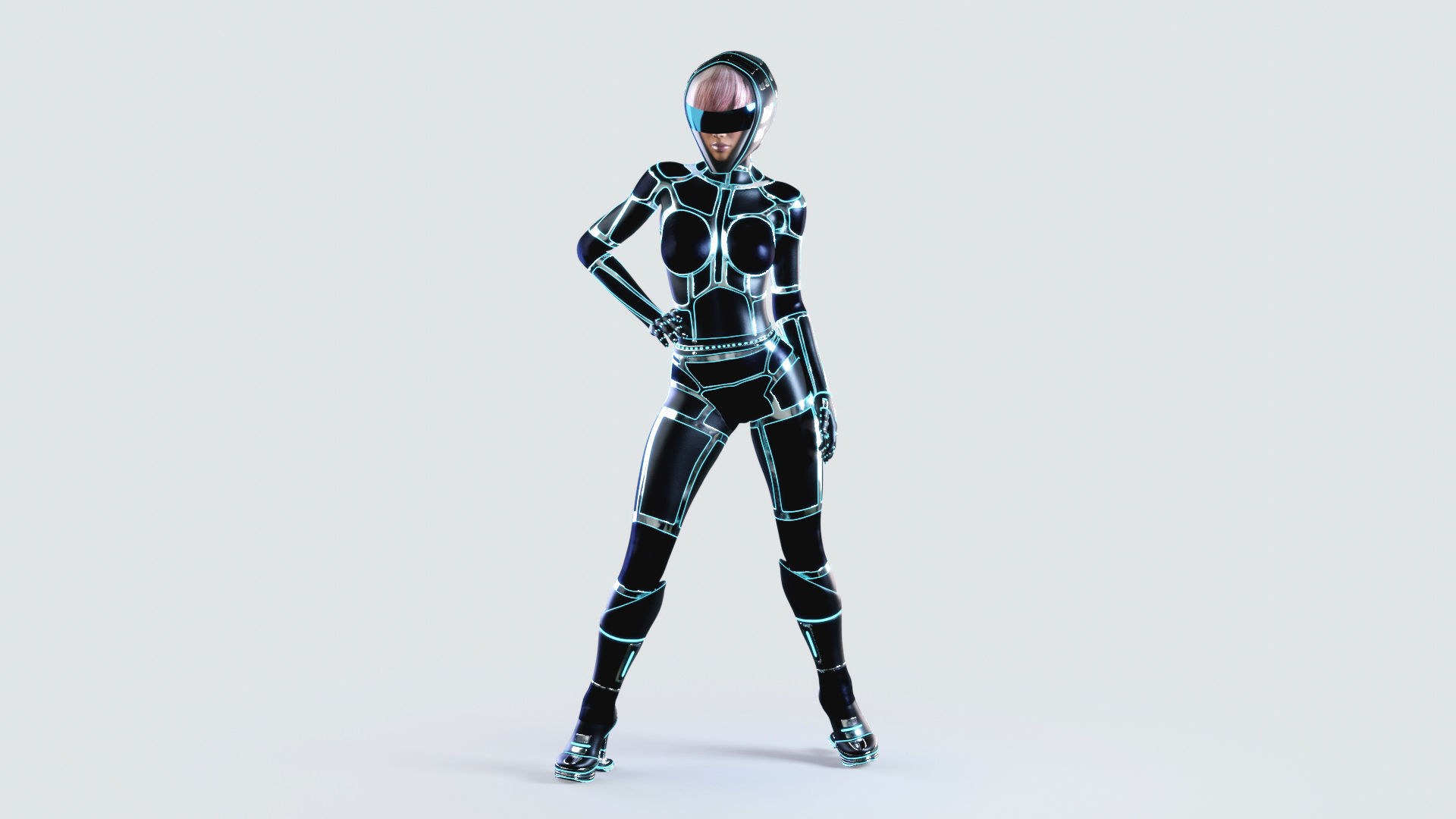 Futuristic Astronaut Woman 3D model_4