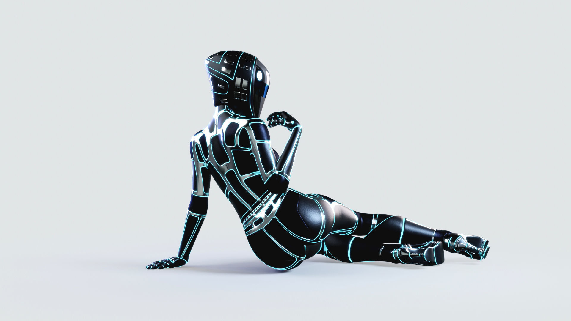 Futuristic Astronaut Woman 3D model_16