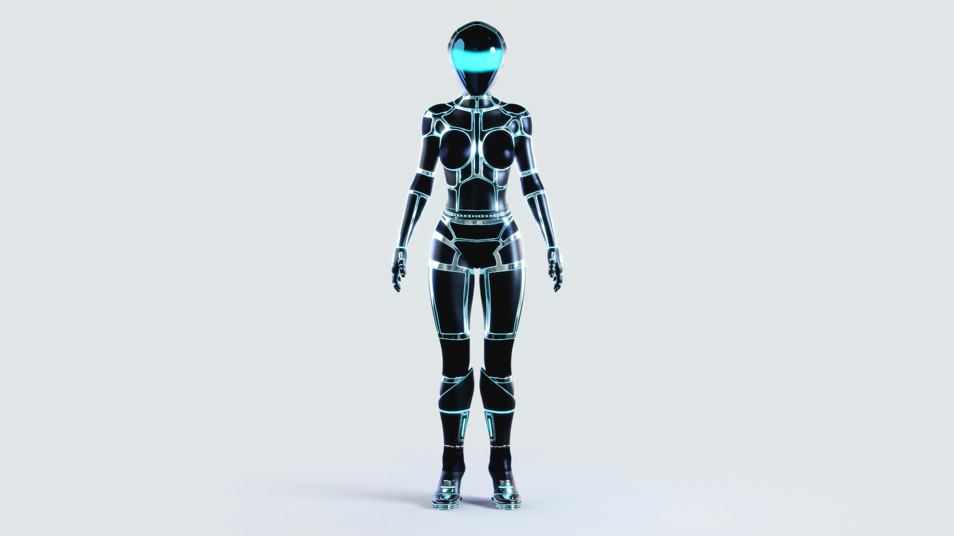 Futuristic Astronaut Woman 3D model_1