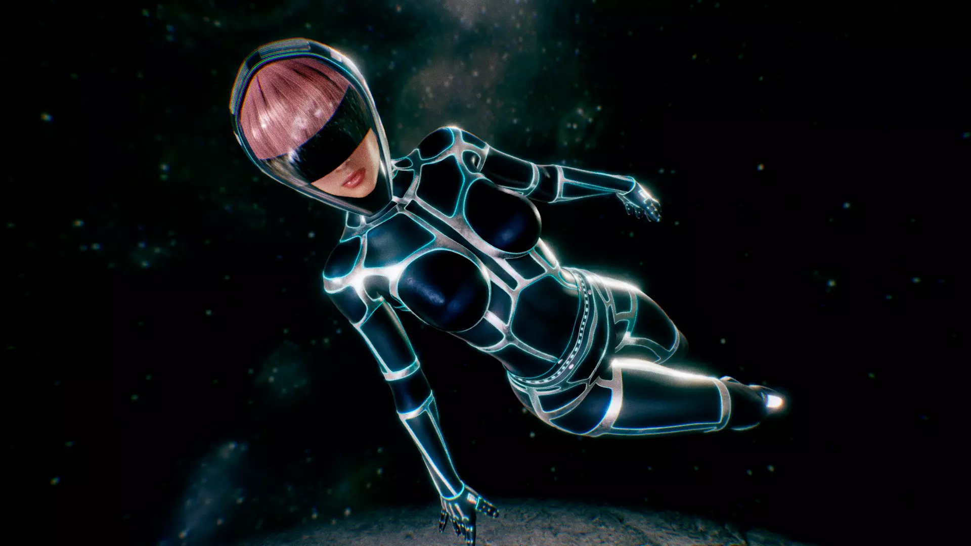 Futuristic Astronaut Woman 3D model_0