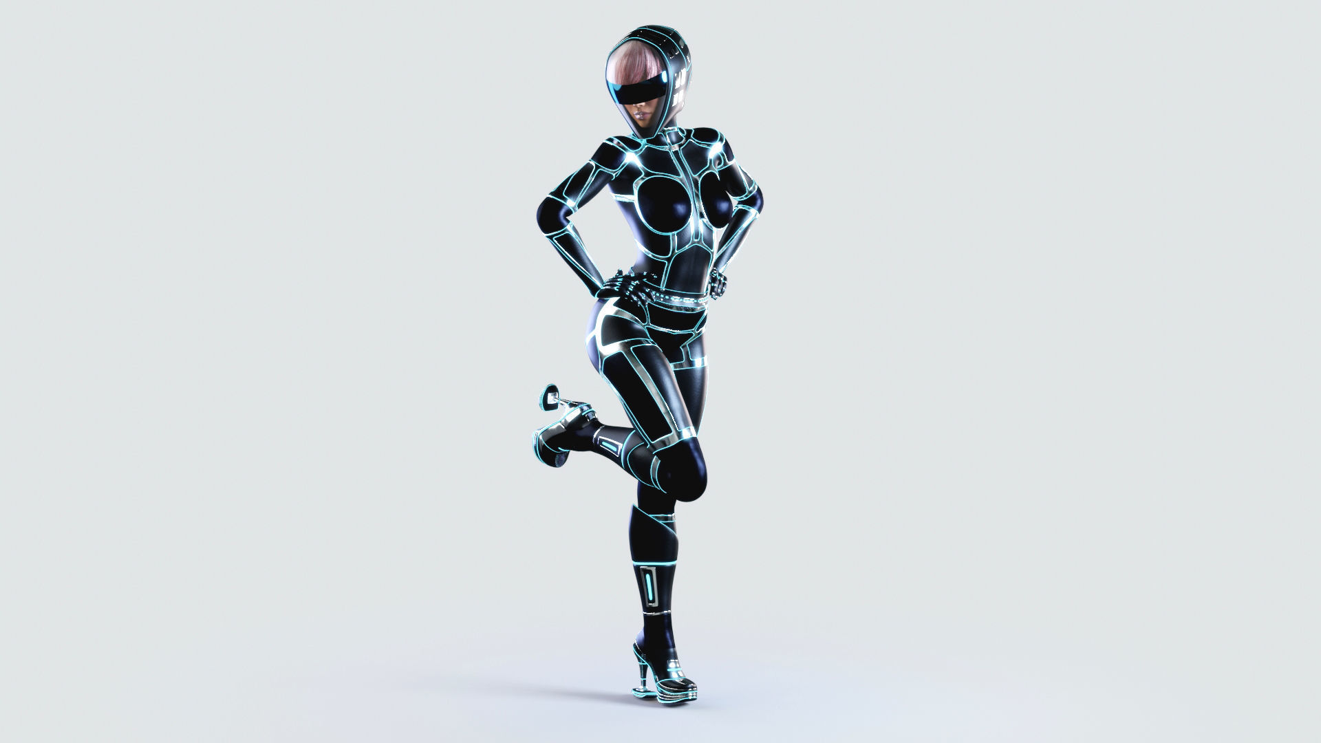 Futuristic Astronaut Woman 3D model_8