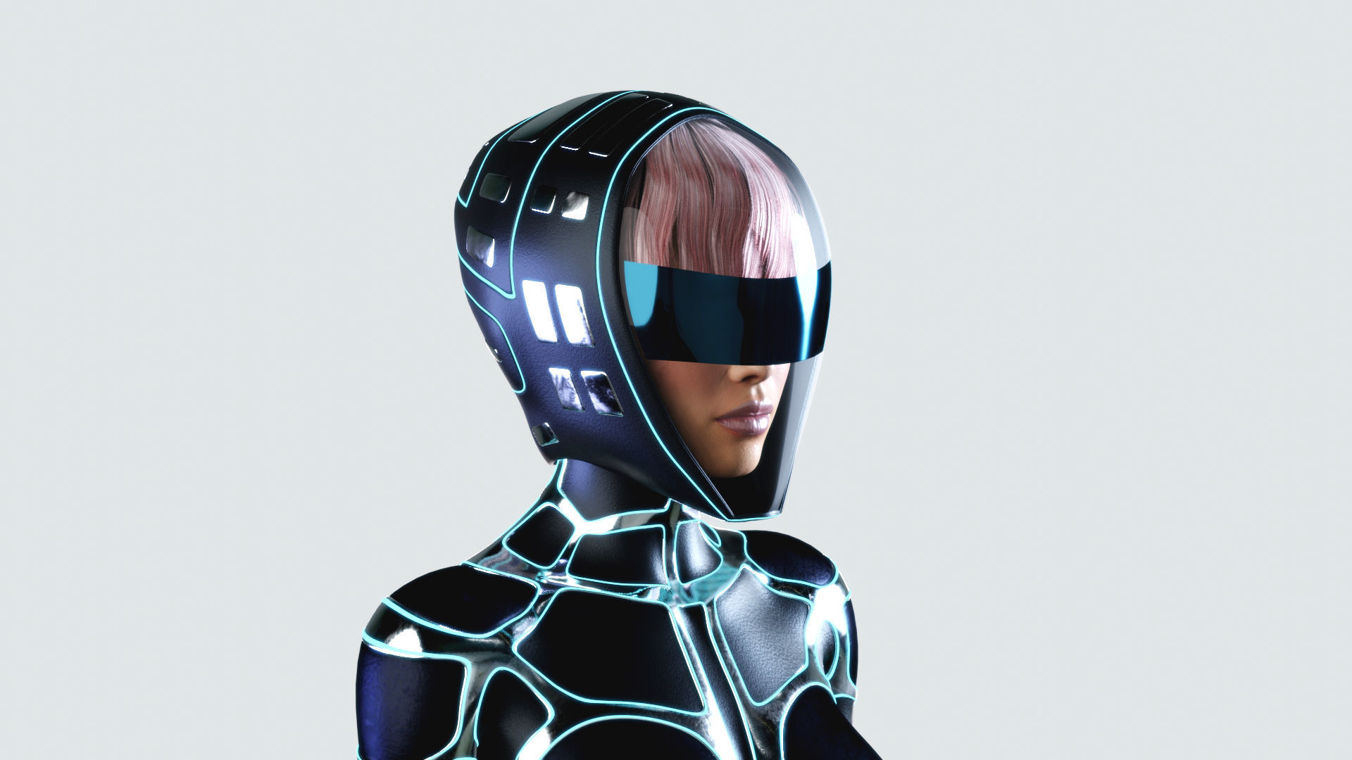 Futuristic Astronaut Woman 3D model_19