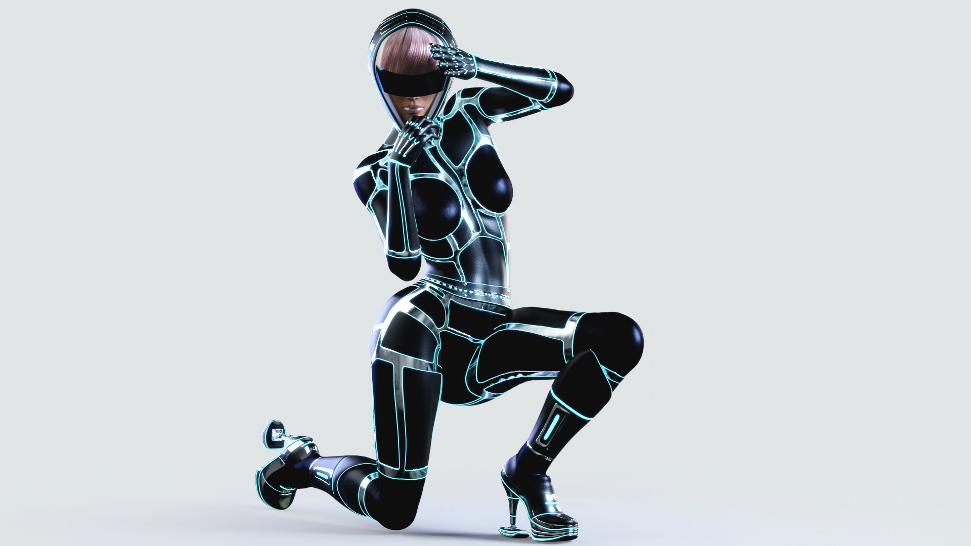 Futuristic Astronaut Woman 3D model_14