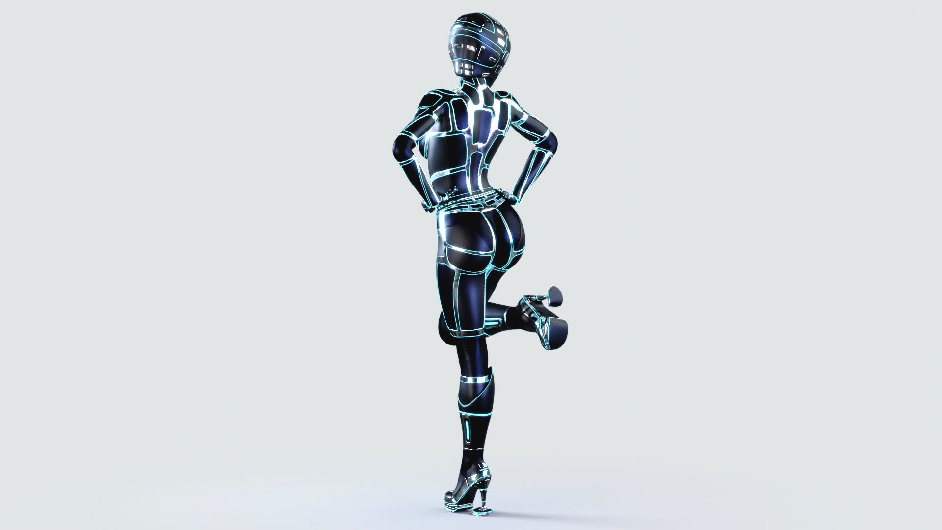Futuristic Astronaut Woman 3D model_9