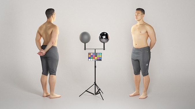 Athletic man in black shorts 313 Low-poly 3D model