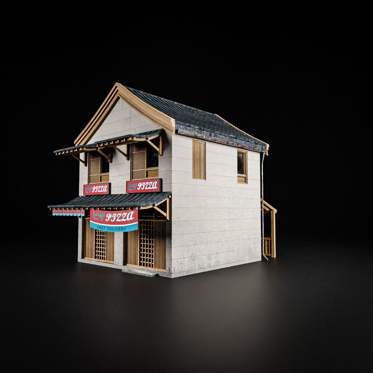 JAPANESE BUILDING 001 Low-poly 3D model_2