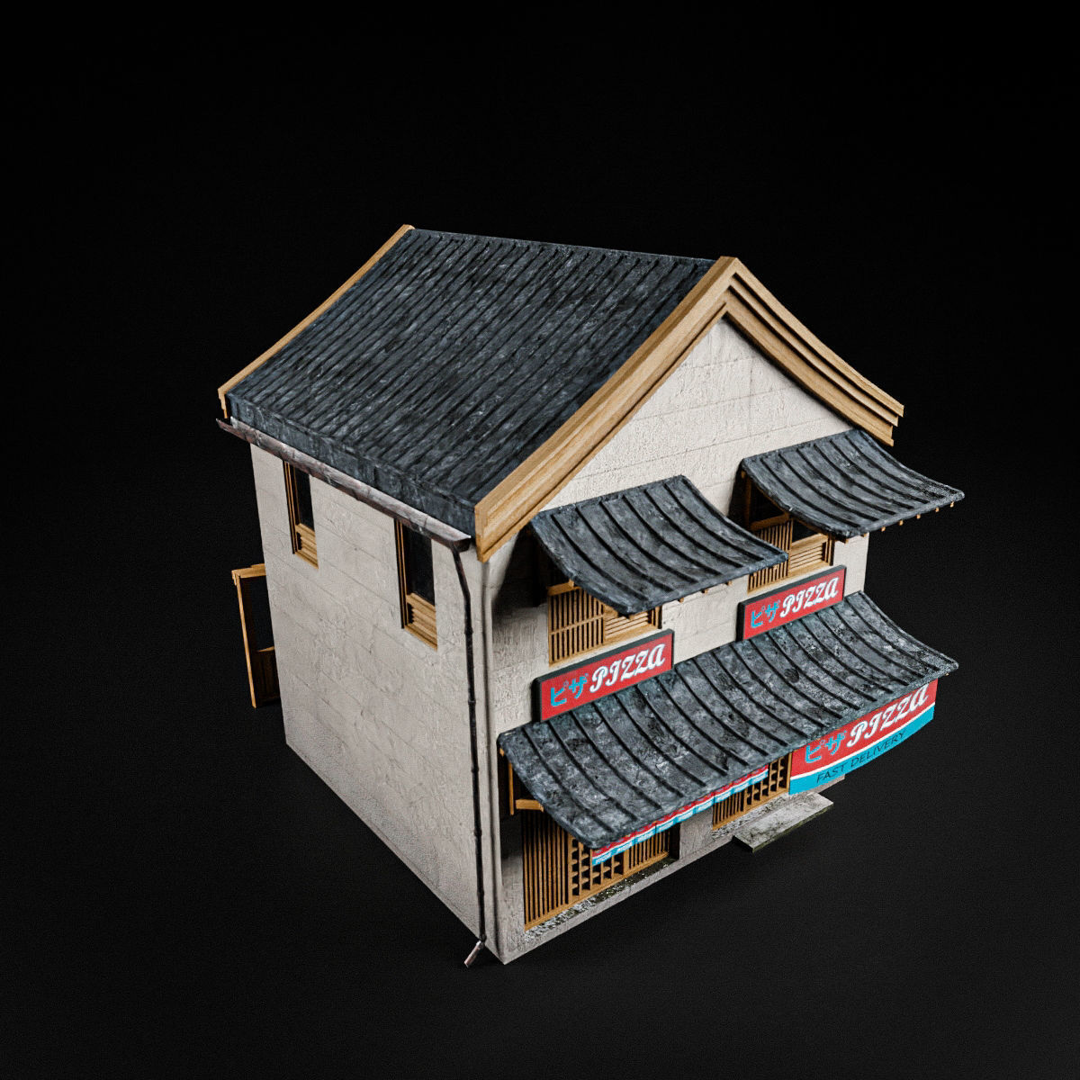 JAPANESE BUILDING 001 Low-poly 3D model_6