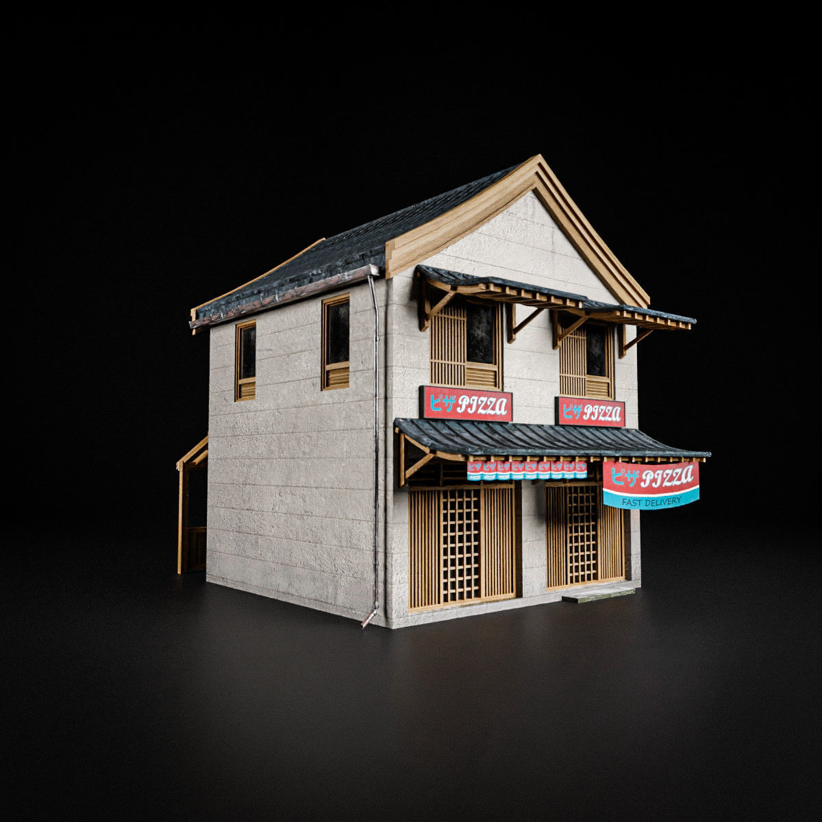 JAPANESE BUILDING 001 Low-poly 3D model_5