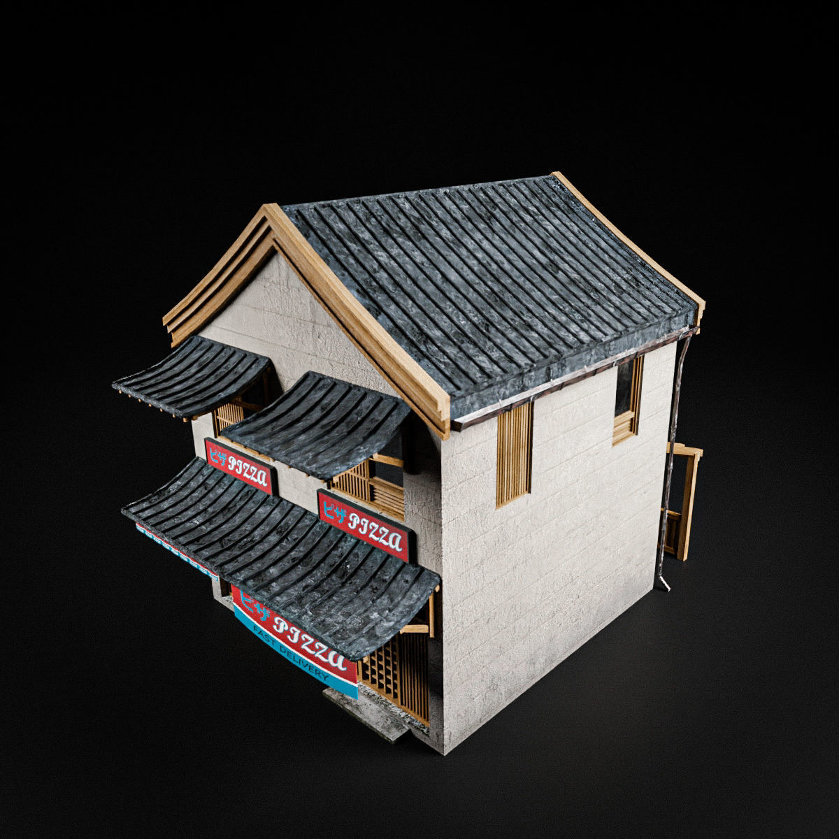 JAPANESE BUILDING 001 Low-poly 3D model_7