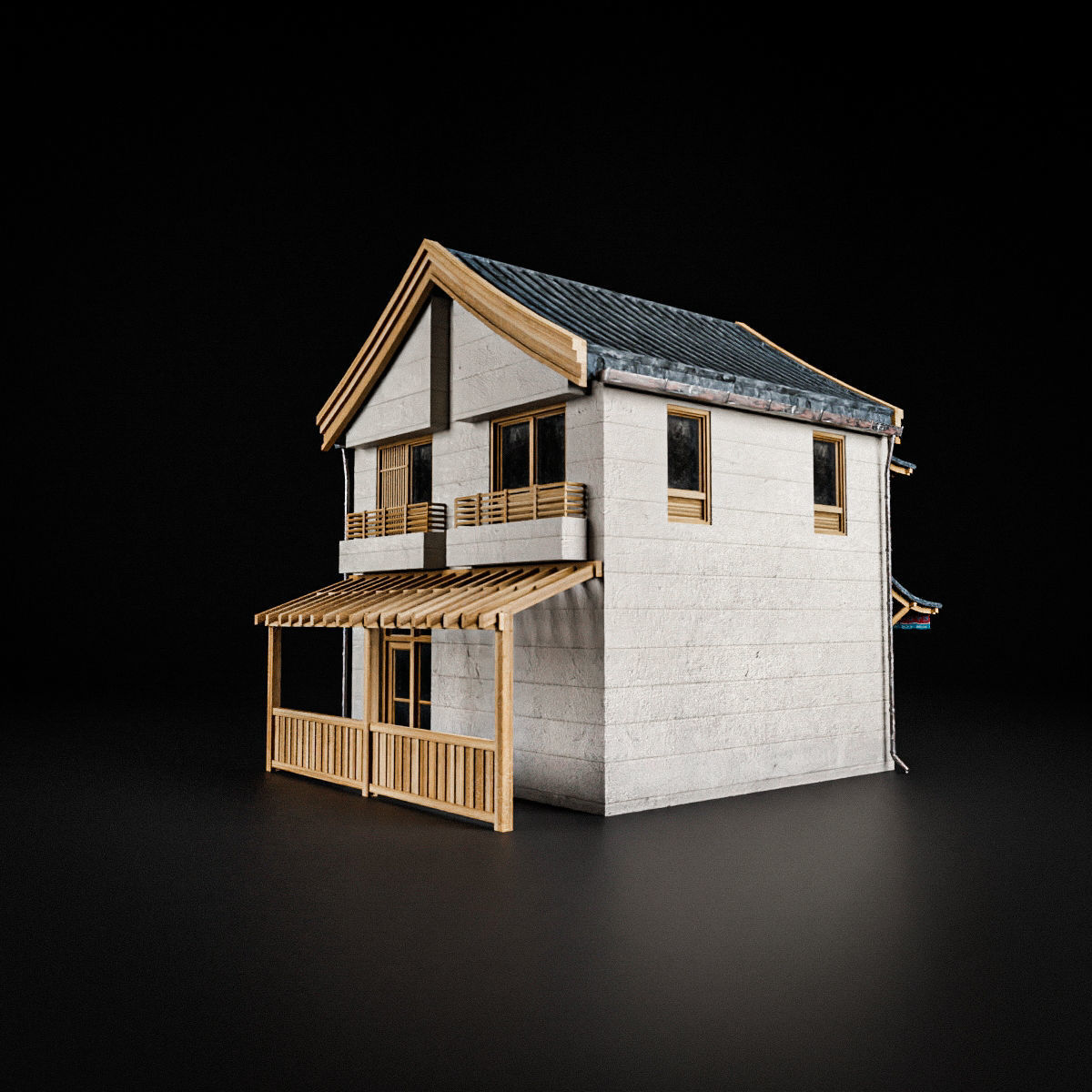 JAPANESE BUILDING 001 Low-poly 3D model_4