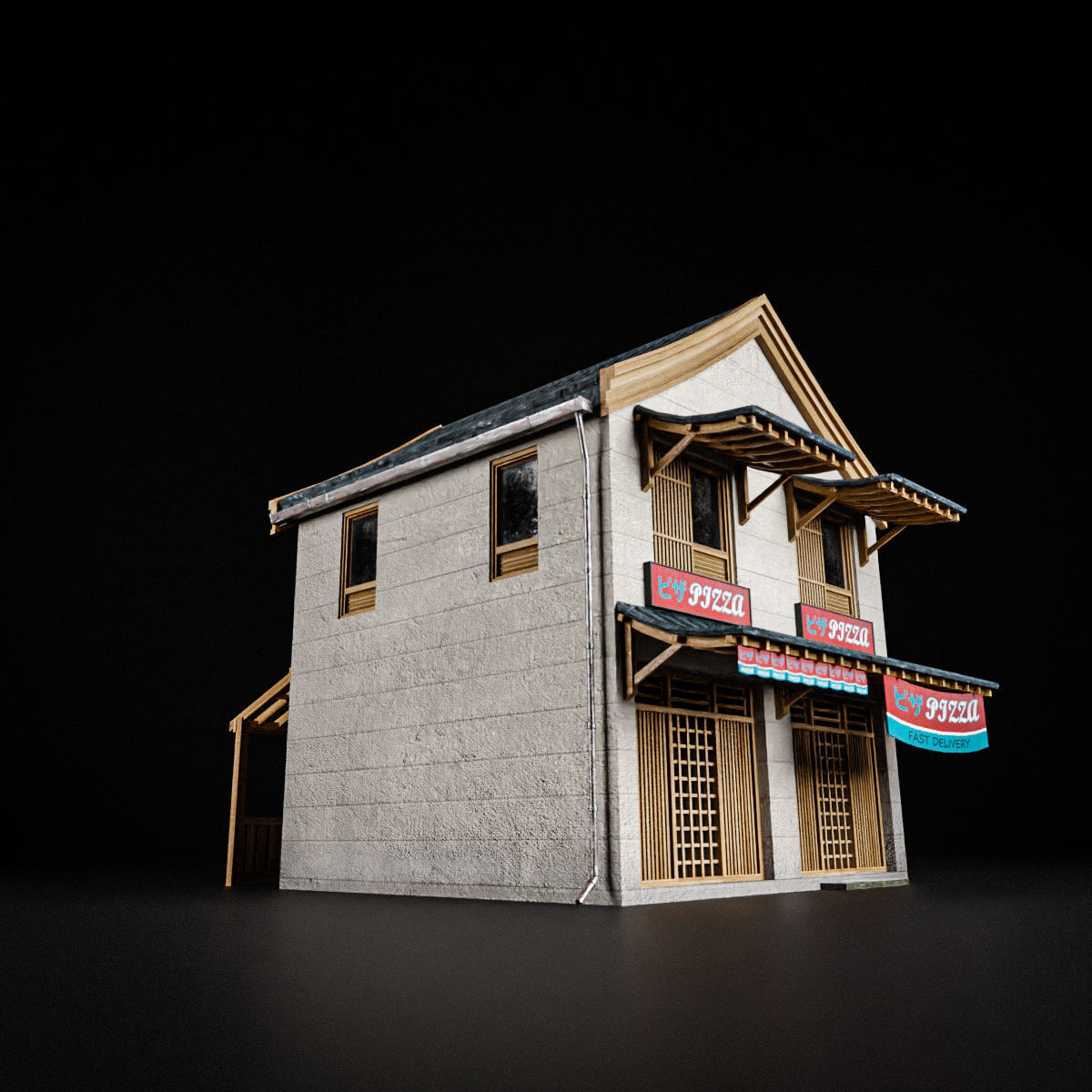 JAPANESE BUILDING 001 Low-poly 3D model_9