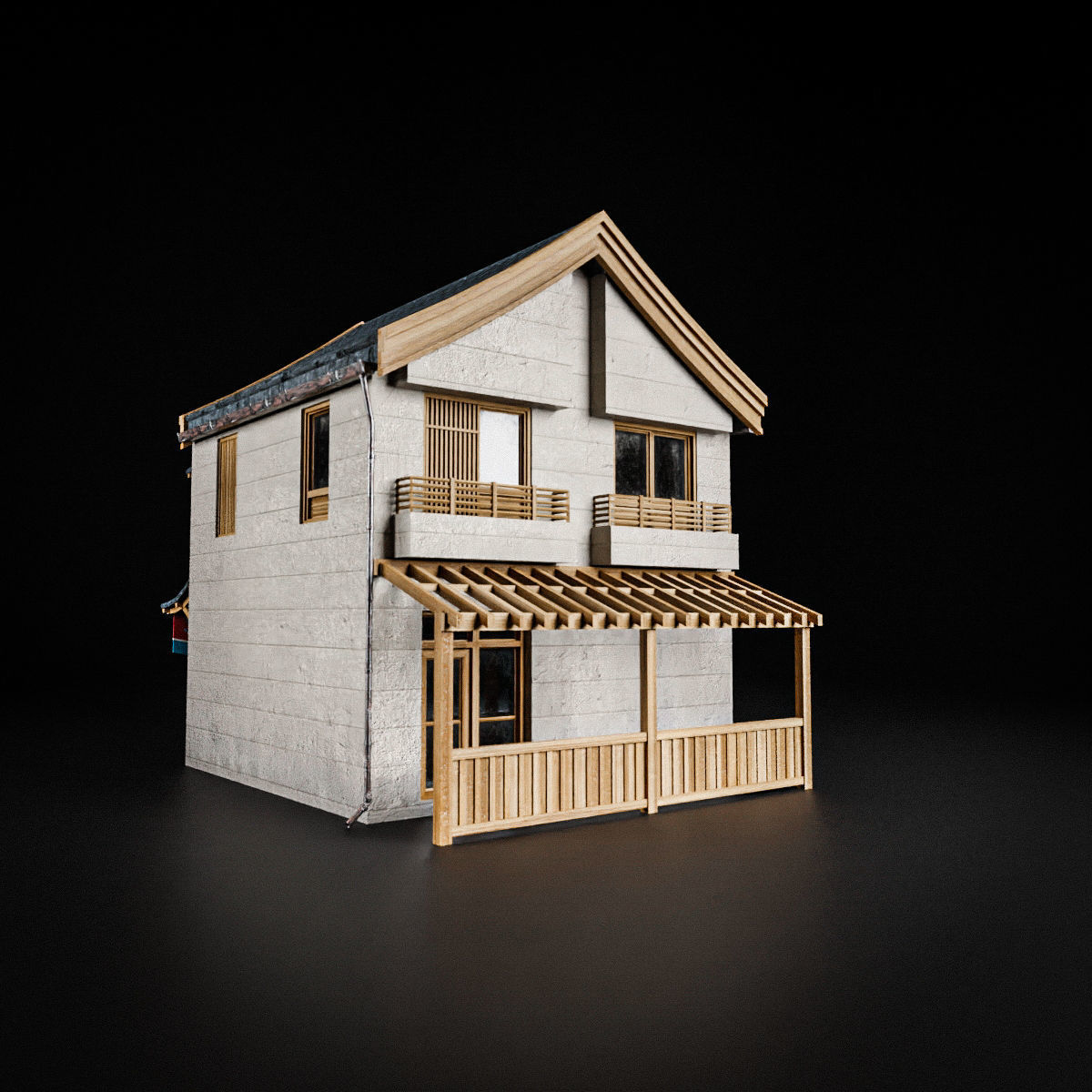 JAPANESE BUILDING 001 Low-poly 3D model_3